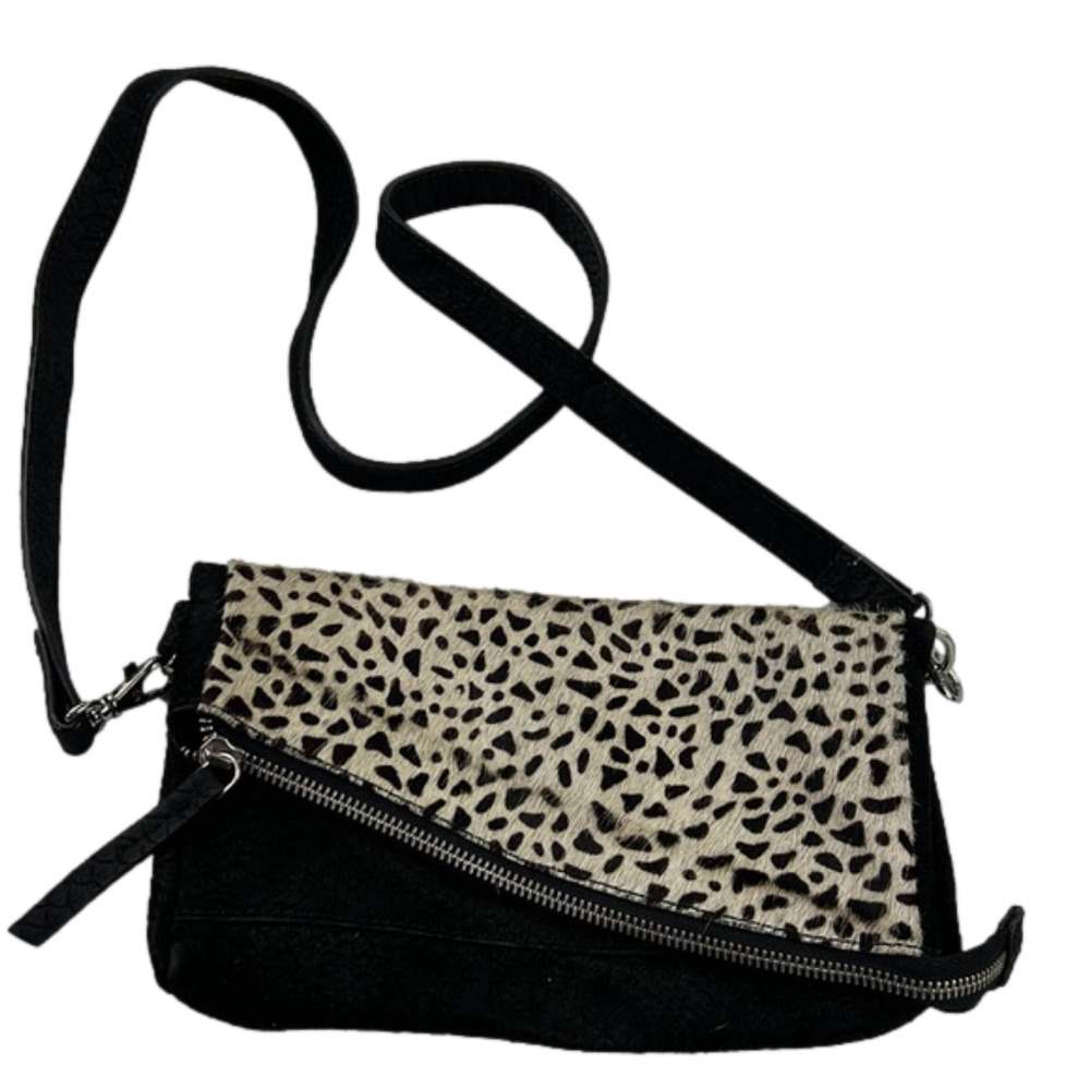 Sinequanone Calfskin Leather Suede Crossbody Purse